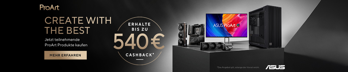 Bis zu 540 € ASUS ProArt Cashback!